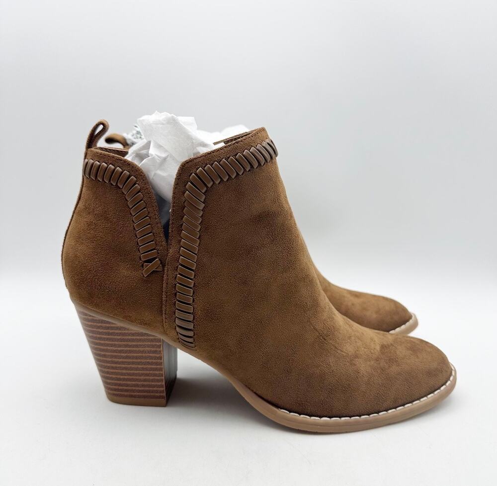 Dolce Vita Womens Jace Ankle Booties Size 8.5 Camel Brown Heel Suede NWOB